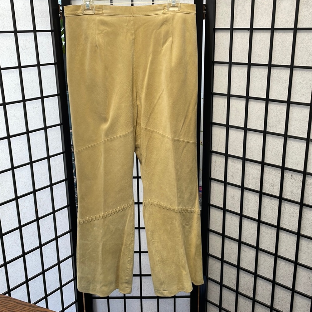 Vintage Guillaume Lined Leather Pants, Light Tan, SZ L